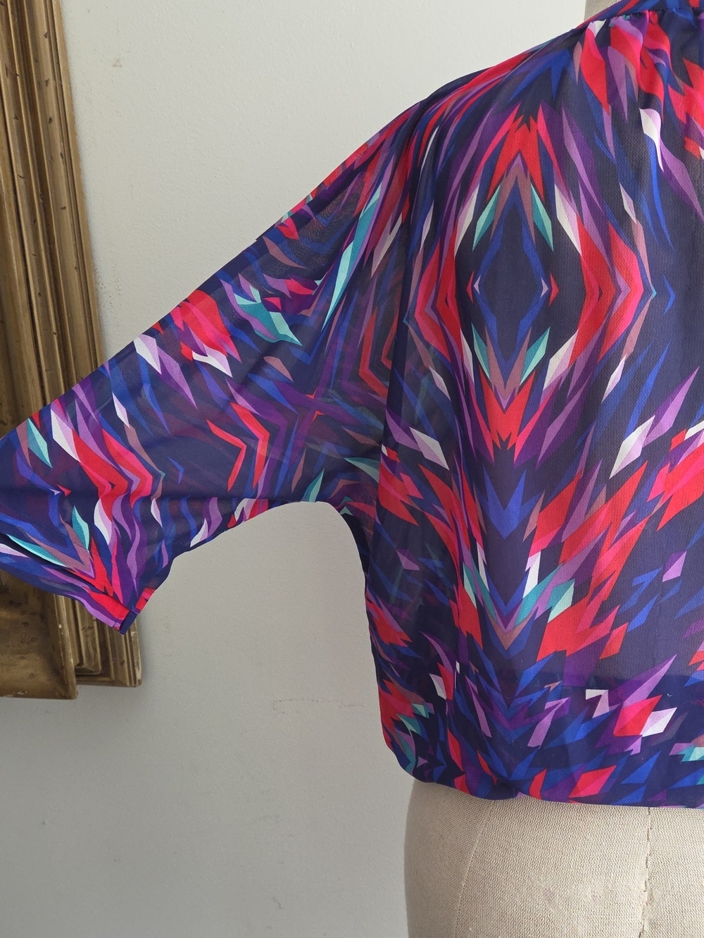 a.n.a Multicolor Geometric V-Neck Blouse - Purple & Pink & Teal - Picture 10 of 10